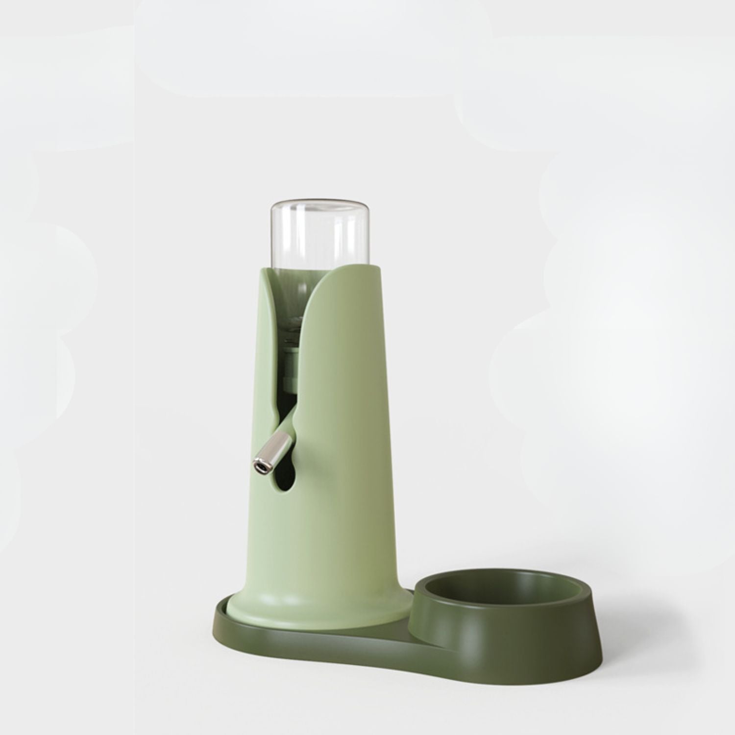 hamster drinkfontein staand groen met waterdispenser en voerschaal